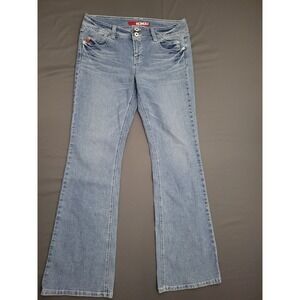 Bongo Womens Size 9 Light Wash Flare Bootcut Jeans Y2K Double Button Stretch